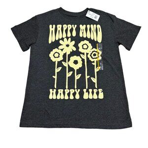 ModernLux Womens Size S Happy Mind Short Sleeve Graphic T-Shirt Charcoal Gray
